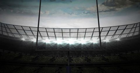 American Football Goalposts at Illuminated Stadium