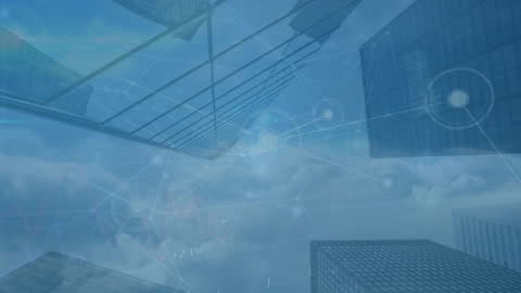 Futuristic Network Data Overlay on Urban Skyline Design