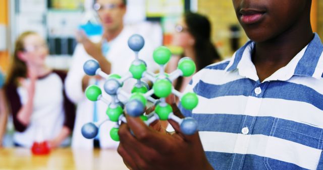 Student Learning Chemistry with Molecular Model in Classroom - Download Free Stock Images Pikwizard.com