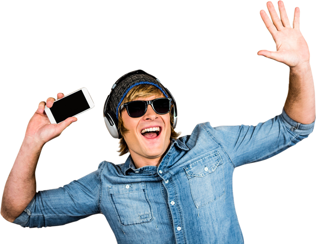 Energetic Young Man Listening to Music in Transparent Background - Download Free Stock Videos Pikwizard.com