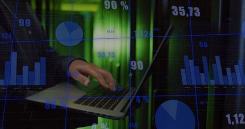 Laptop Usage with Dynamic Data Visualization in Green-lit Environment