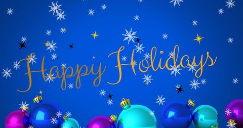 Festive Holiday Greeting with Snow and Colorful Baubles