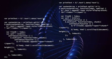 DNA Strand Visual with Code Overlay Illustrating Biotech Data Processing - Download Free Stock Images Pikwizard.com