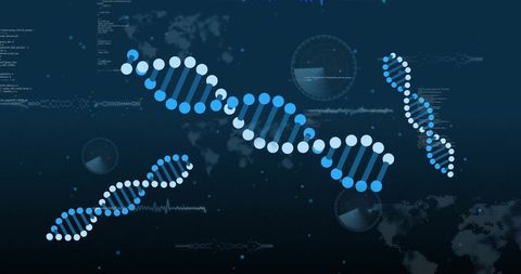 DNA Strands Visualization Over Digital World Map Backdrop - Download Free Stock Images Pikwizard.com