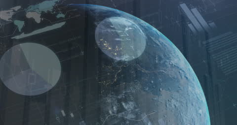 Digital Interface Animation over Earth Globe Visual