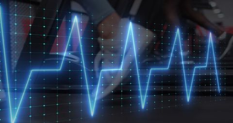 Digital Cardiograph Overlay on Treadmill Workout - Download Free Stock Images Pikwizard.com