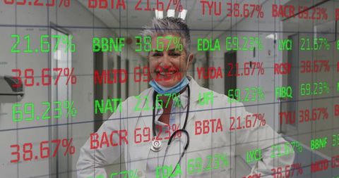 Confident Doctor in Hospital with Technological Overlay