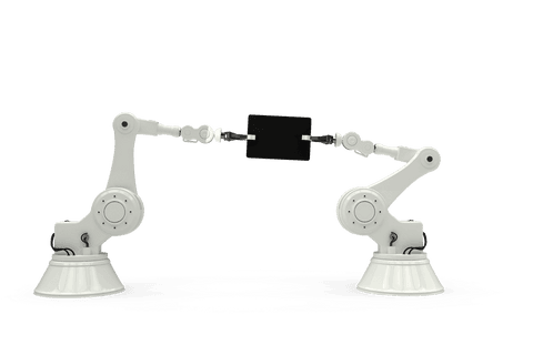 Transparent Robot Arms Holding Tablet on White Background - Download Free Stock Videos Pikwizard.com