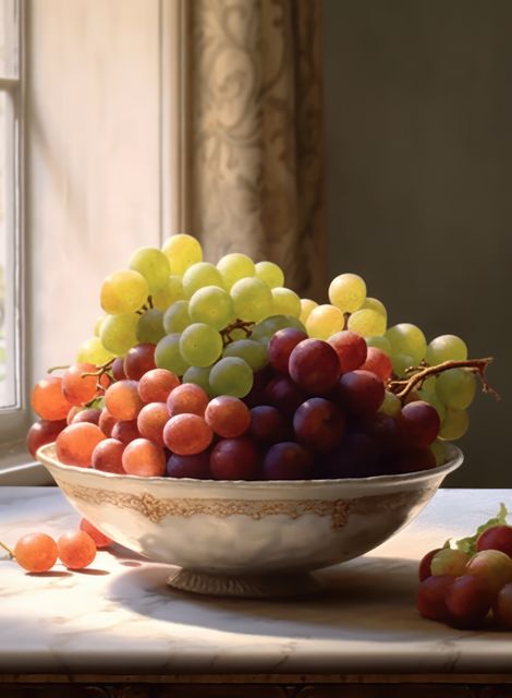 Close up of red and white grapes in bowl in kitchen, created using generative ai technology - Download Free Stock Photos Pikwizard.com