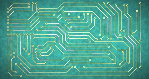 Gold Circuit Pathways on Teal Background Symbolizing Digital Connectivity - Download Free Stock Images Pikwizard.com