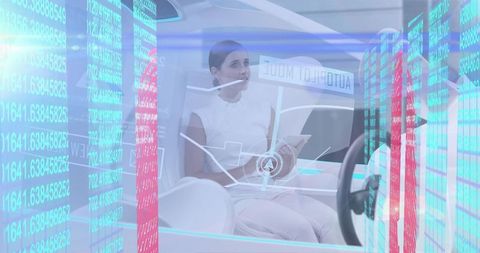 Digitally Augmented Self-Driving Car Traveling Through Future - Download Free Stock Images Pikwizard.com