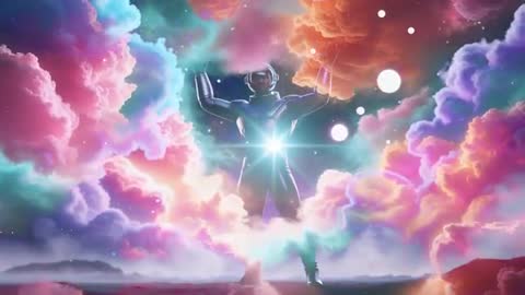 Astronaut Exploring Nebula with Glowing Spheres in Cosmic Landscape