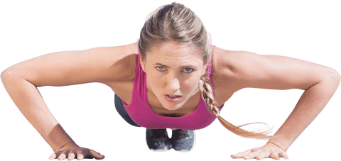 Caucasian Sportswoman Exercising Push-up Transparent Background