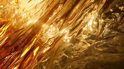 Gliding Golden Liquid Motion Loop with Shimmering Highlights and Abstract Ridges