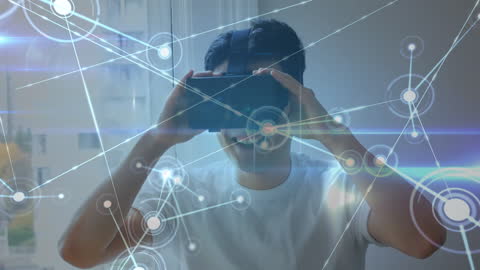 Virtual Reality User Interacting with Digital Data Interface