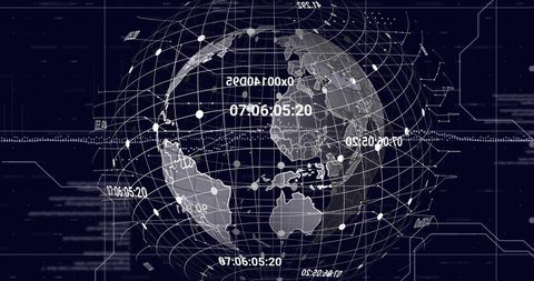 Globe with Digital Network Connections and Data Points - Download Free Stock Images Pikwizard.com