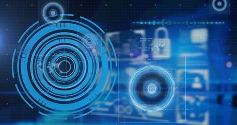 Futuristic Digital Security Interface with Data Shields - Download Free Stock Images Pikwizard.com