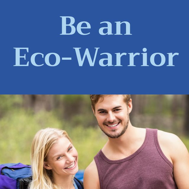 Young Adventurous Couple Promoting Eco-Warrior Message Outdoors - Download Free Stock Templates Pikwizard.com