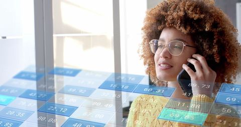 Businesswoman Communicating with Digital Data Interface