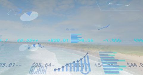 Financial Analytics Overlaid on Coastal Landscape Concept - Download Free Stock Images Pikwizard.com