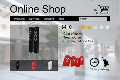 Transparent Online Shop Display with Speaker Sale Banner - Download Free Stock Videos Pikwizard.com