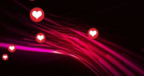 Futuristic Wave of Connectivity with Heart Icons in Digital Space