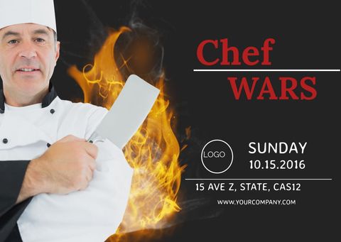 fiery culinary showdown: chef holding spatula - Download Free Stock Templates Pikwizard.com