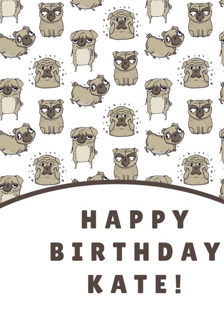 Cozy Birthday Greeting Card with Cute Pugs for Special Celebration - Download Free Stock Templates Pikwizard.com