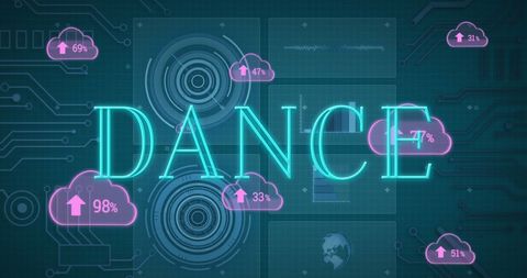Futuristic dance concept with digital data elements