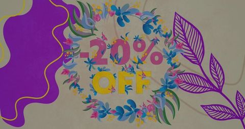 Colorful Floral Discount Banner with 20 Percent Off - Download Free Stock Images Pikwizard.com
