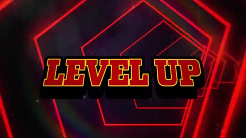 Neon 3D 'Level Up' Graphics in Digital Cyberspace