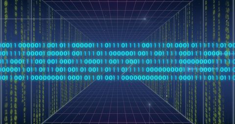 Binary code tunnel depicting digital future