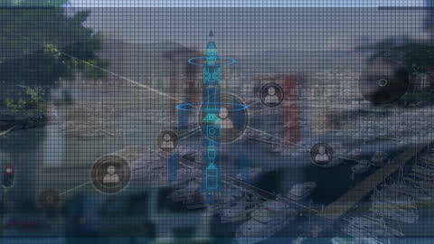 Futuristic Digital Data Processing in Urban Cityscape