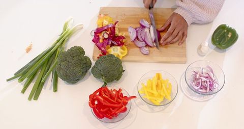 Healthy Cooking Preparation on Home Kitchen Countertop