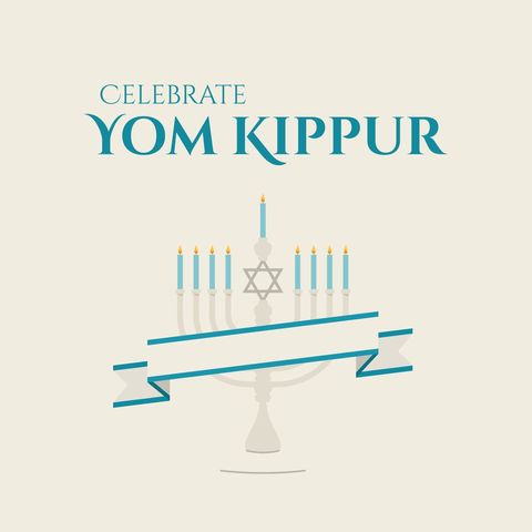 yom kippur celebration illustration with menorah and ribbon - Download Free Stock Templates Pikwizard.com