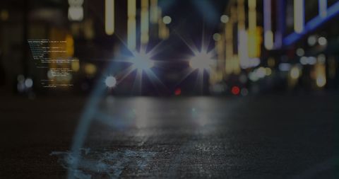 futuristic data processing overlay with night city traffic - Download Free Stock Images Pikwizard.com