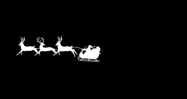 Santa Claus Silhouette in Sleigh with Reindeer on Black Background - Download Free Stock Images Pikwizard.com