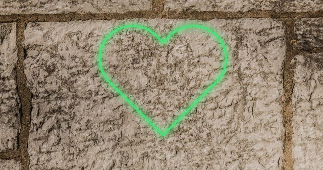 Neon Heart Symbol Graffiti on Stone Wall - Download Free Stock Images Pikwizard.com