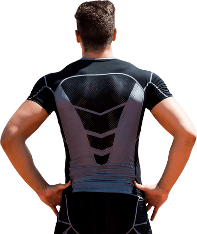 Transparent Back View of Athletic Sportsman in Sporty Attire
