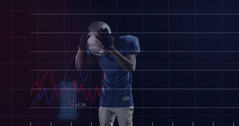 Football player with data analytics graph