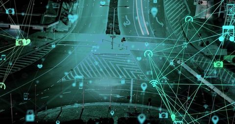 Digital Connectivity Overlay on Urban Street