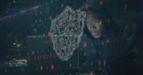 Hacker Breach Alert in Processing Data with Digital Shield Security - Download Free Stock Images Pikwizard.com
