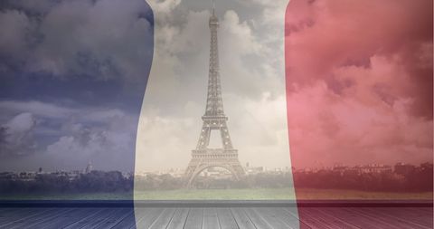French National Flag Overlaying Eiffel Tower for Bastille Day Celebration - Download Free Stock Images Pikwizard.com
