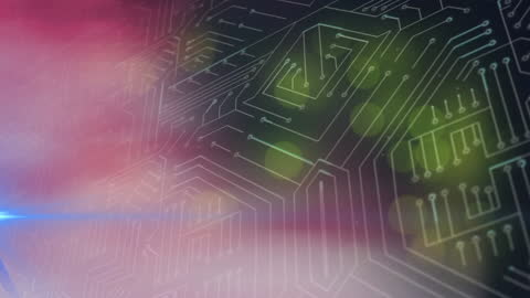 Dynamic Circuit Board with Abstract Cyber Light Motion
