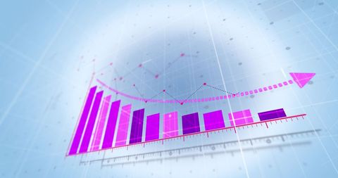 Abstract Data Chart Analysis with Pink Graph on Blue - Download Free Stock Images Pikwizard.com