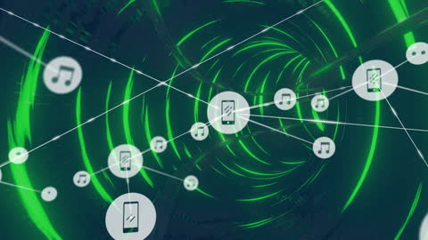 Futuristic Digital Network with Multimedia Icons