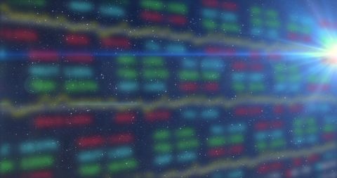 Abstract Digital Grid with Trading Charts and Colorful Background