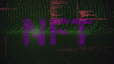 Abstract NFT Digital Display with Code Background