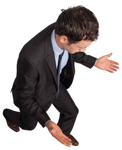 Transparent Businessman With Outstretched Arms in Discussion Pose