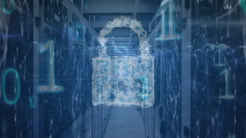 Cybersecurity Concept with Digital Locking Systems in Server Room